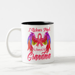 I Wear Pink In Memory Of My Grandma Breast Cancer Two-Tone Coffee Mug
