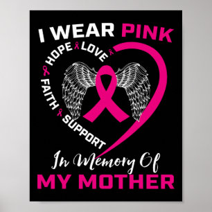 I Wear Pink In Memory Of My Mom Mother Breast Canc Poster