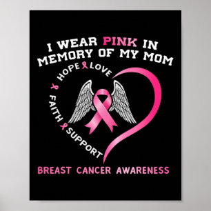 I Wear Pink In Memory Of My Mum Breast Cancer Awar Poster