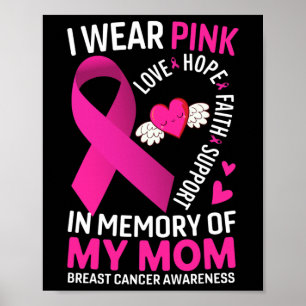 I Wear Pink In Memory Of My Mum Breast Cancer Awar Poster