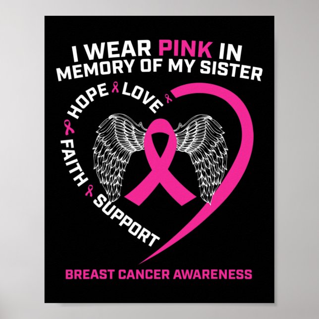 I Wear Pink In Memory Of My Sister Breast Cancer A Poster (Front)