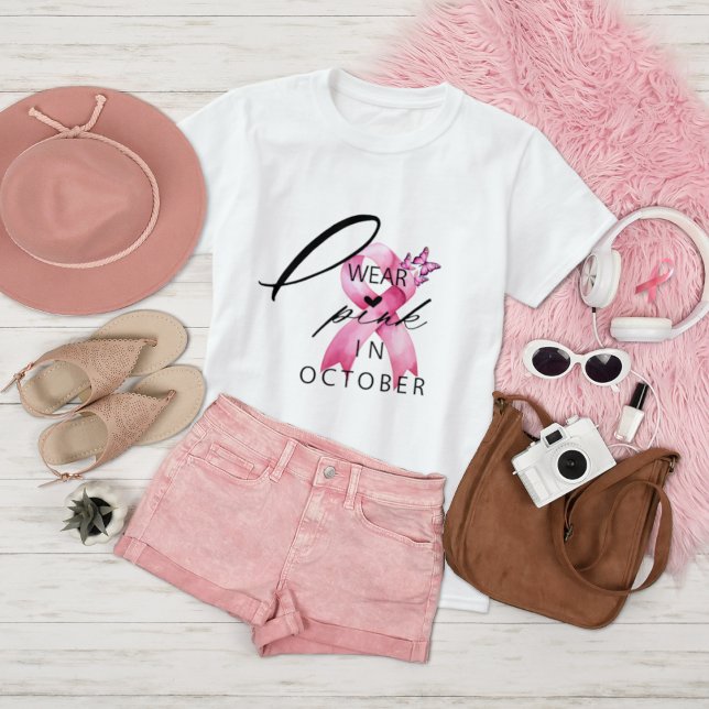 I Wear Pink in October Breast Cancer Awareness  T-Shirt (Creator Uploaded)