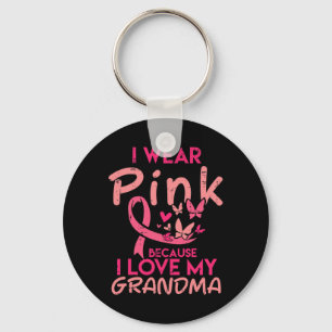 I Wear Pink Love My Grandma Breast Cancer Awarenes Key Ring