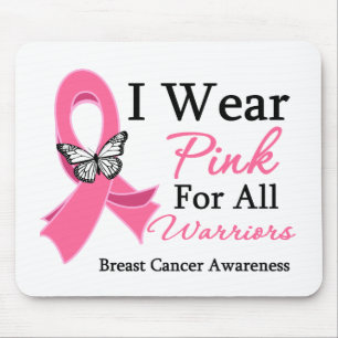 I Wear Pink Ribbon For All Warriors Breast Cancer Mouse Mat