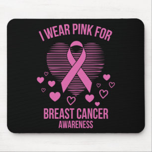I Wear Pink Ribbon Heart Cool Breast Cancer Awaren Mouse Mat