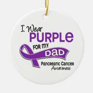 I Wear Purple 42 Dad Pancreatic Cancer Ceramic Tree Decoration