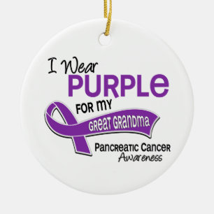 I Wear Purple 42 Great Grandma Pancreatic Cancer Ceramic Tree Decoration