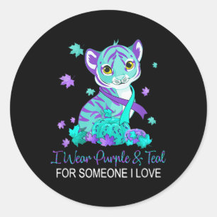 I Wear Purple & Teal For Someone I Love Suicid Classic Round Sticker