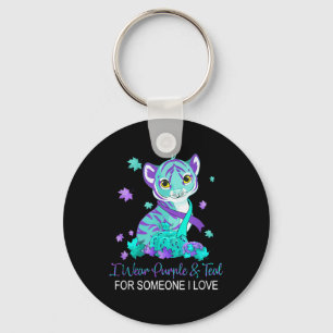 I Wear Purple & Teal For Someone I Love Suicid Key Ring