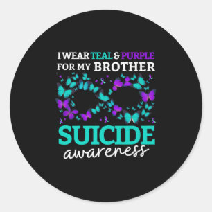 I Wear Purple And Teal For My Brother Suicide Prev Classic Round Sticker