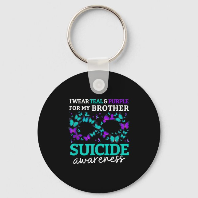 I Wear Purple And Teal For My Brother Suicide Prev Key Ring (Front)