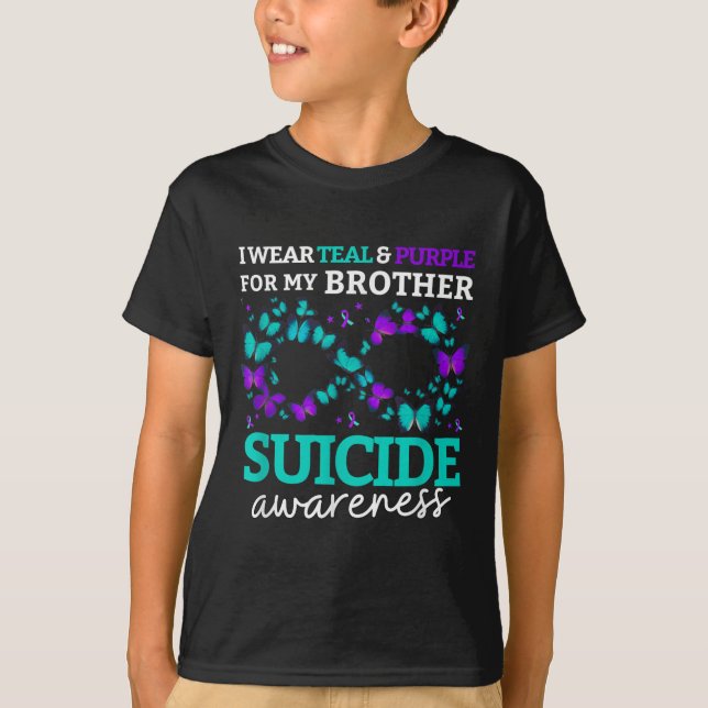 I Wear Purple And Teal For My Brother Suicide Prev T-Shirt (Front)