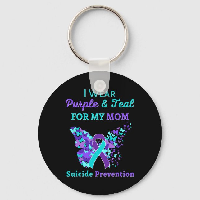 I Wear Purple and Teal for My Mum Suicide Preventi Key Ring (Front)