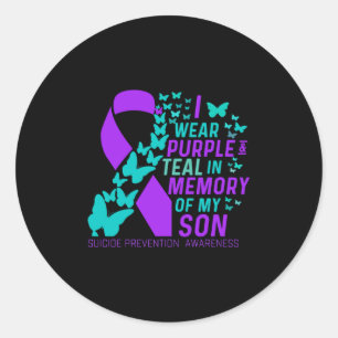 I Wear Purple And Teal For My Son Suicide Preventi Classic Round Sticker