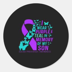 I Wear Purple And Teal For My Son Suicide Preventi Classic Round Sticker