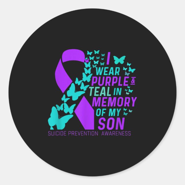 I Wear Purple And Teal For My Son Suicide Preventi Classic Round Sticker (Front)
