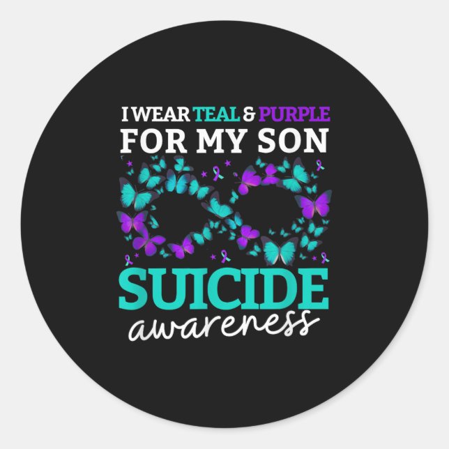 I Wear Purple And Teal For My Son Suicide Preventi Classic Round Sticker (Front)