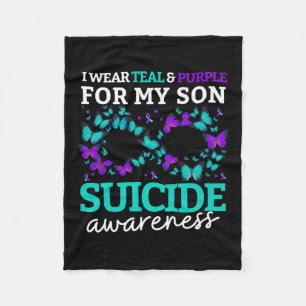 I Wear Purple And Teal For My Son Suicide Preventi Fleece Blanket