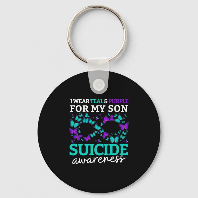 I Wear Purple And Teal For My Son Suicide Preventi Key Ring (Front)