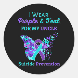 I Wear Purple And Teal For My Uncle Suicide Preven Classic Round Sticker