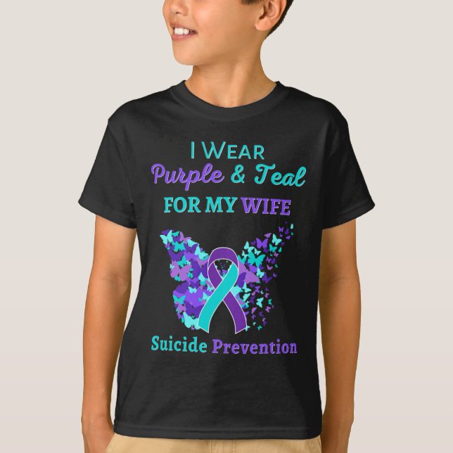 I Wear Purple and Teal for My Wife Suicide Prevent T-Shirt (Front)