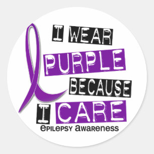 I Wear Purple Because I Care 37 Epilepsy Classic Round Sticker