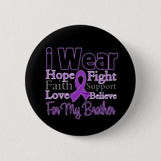 I Wear Purple Collage Brother - Pancreatic Cancer 6 Cm Round Badge