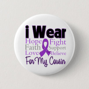 I Wear Purple Collage Cousin - Pancreatic Cancer 6 Cm Round Badge
