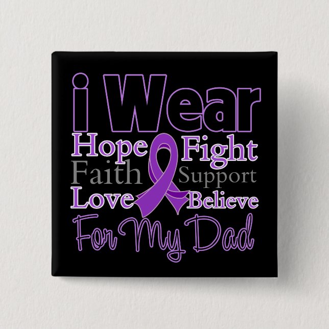 I Wear Purple Collage Dad - Pancreatic Cancer 15 Cm Square Badge (Front)