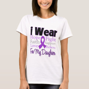 I Wear Purple Collage Daughter - Pancreatic Cancer T-Shirt
