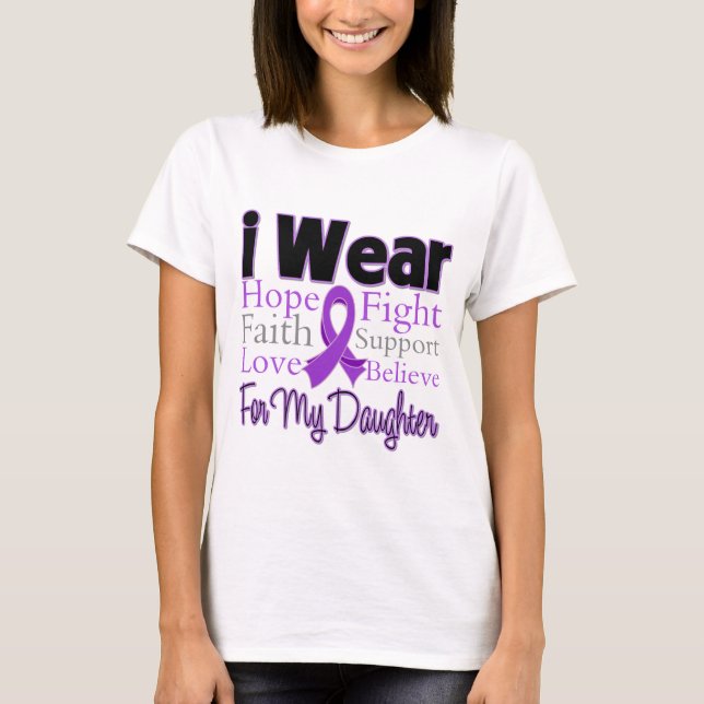 I Wear Purple Collage Daughter - Pancreatic Cancer T-Shirt (Front)