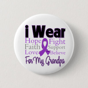 I Wear Purple Collage Grandpa - Pancreatic Cancer 6 Cm Round Badge