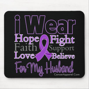I Wear Purple Collage Husband - Pancreatic Cancer Mouse Mat