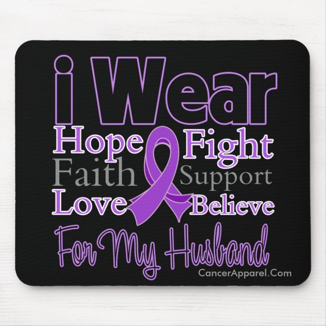 I Wear Purple Collage Husband - Pancreatic Cancer Mouse Mat (Front)