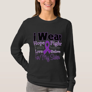 I Wear Purple Collage Sister - Pancreatic Cancer T-Shirt