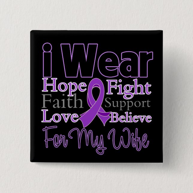 I Wear Purple Collage Wife - Pancreatic Cancer 15 Cm Square Badge (Front)