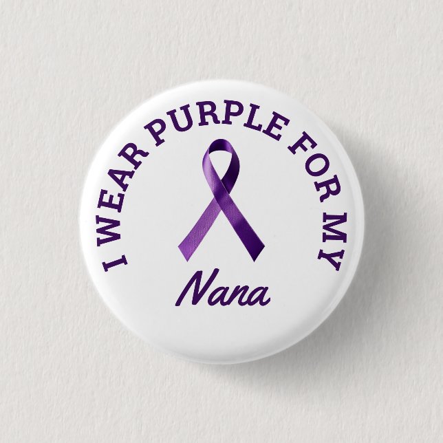 I Wear Purple Customisable Alzheimer's Awareness  3 Cm Round Badge (Front)