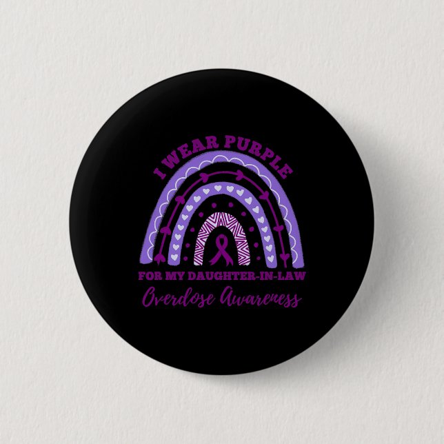 I Wear Purple Daughter In Law Overdose Awareness R 6 Cm Round Badge (Front)