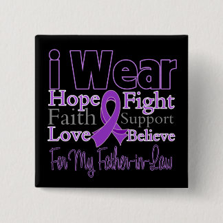 I Wear Purple Father-in-Law - Pancreatic Cancer 15 Cm Square Badge