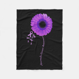I Wear Purple Flower Pancreatic Cancer Awareness R Fleece Blanket