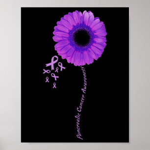 I Wear Purple Flower Pancreatic Cancer Awareness R Poster