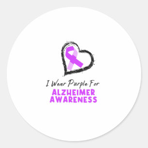 I Wear Purple For Alzheimer Awareness Classic Round Sticker