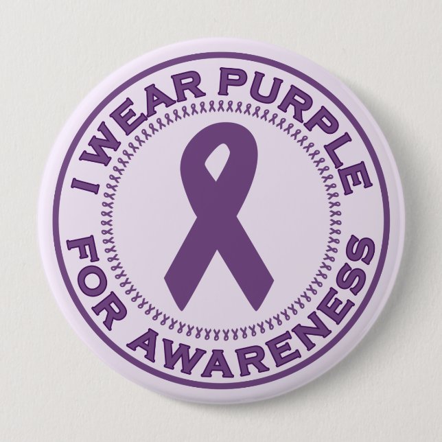 I Wear Purple For Awareness 10 Cm Round Badge (Front)
