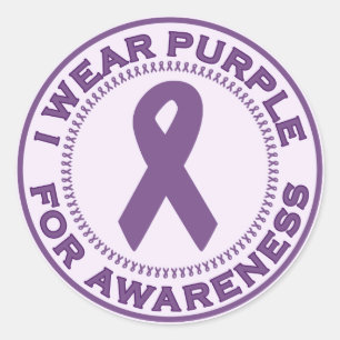 I Wear Purple For Awareness Classic Round Sticker