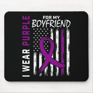 I Wear Purple For Boyfriend Pancreatic Cancer Awar Mouse Mat