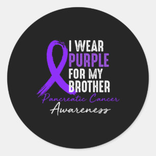 I Wear Purple For Brother Pancreatic Cancer Awaren Classic Round Sticker