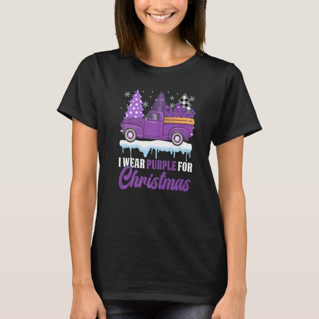 I Wear Purple For Christmas Epilepsy Awareness Day T-Shirt (Front)