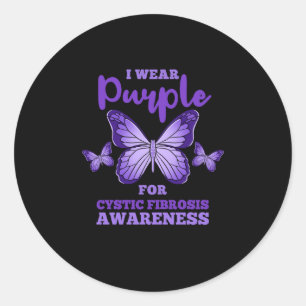 I Wear Purple For Cystic Fibrosis Awareness Classic Round Sticker