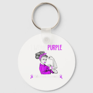 I Wear Purple For Dementia Heimers Awareness _1 Key Ring
