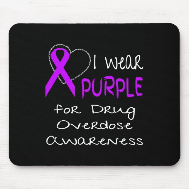 I Wear Purple For Drug Overdose Awareness Ribbon  Mouse Mat (Front)